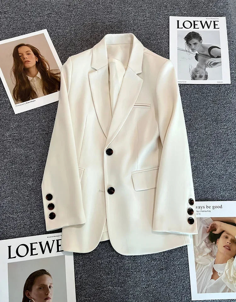 Elegant Office Lady Blazers for Women 2025 Fashion Long Sleeve Single Button Blazer Coats Female Top Suit Jackets Outerwears