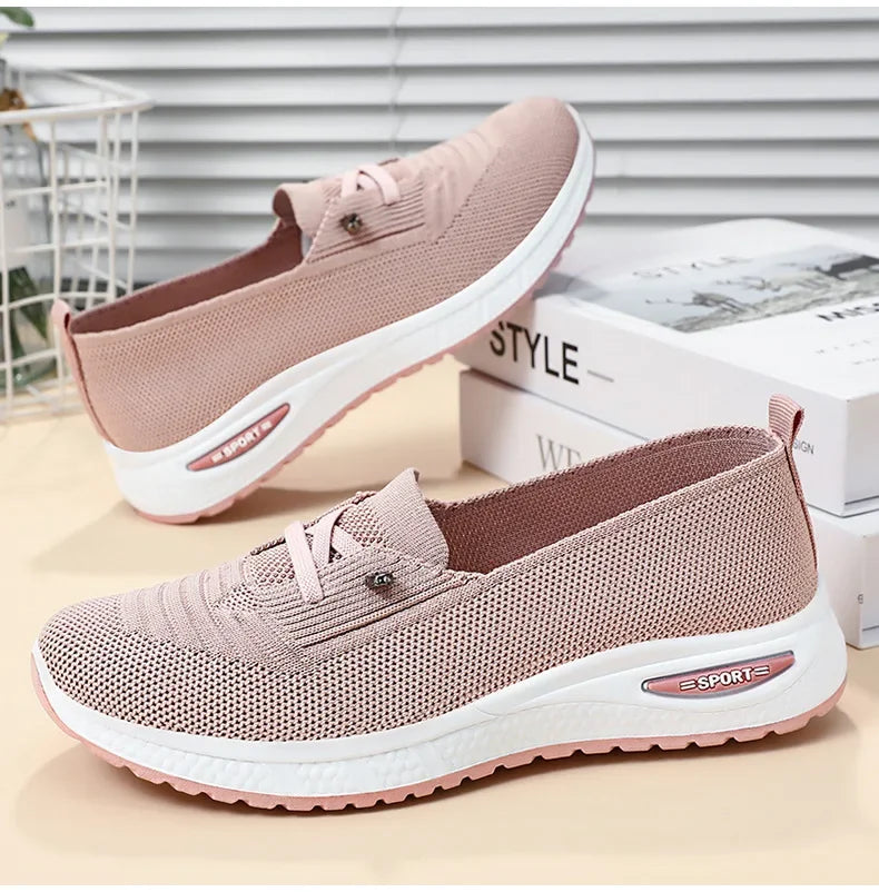 2025 Women's Casual Shoes Fashion Breathable Walking Flat Bottom Sports Shoes Women's Fitness Large Pink Women's Shoes 36-43