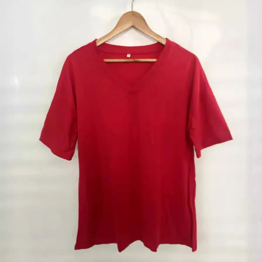 Cotton Black White Blue Brown Short Sleeve T Shirt Women Elegant Cotton Short T-shirt Female Office Women's Tee Shirt Summer