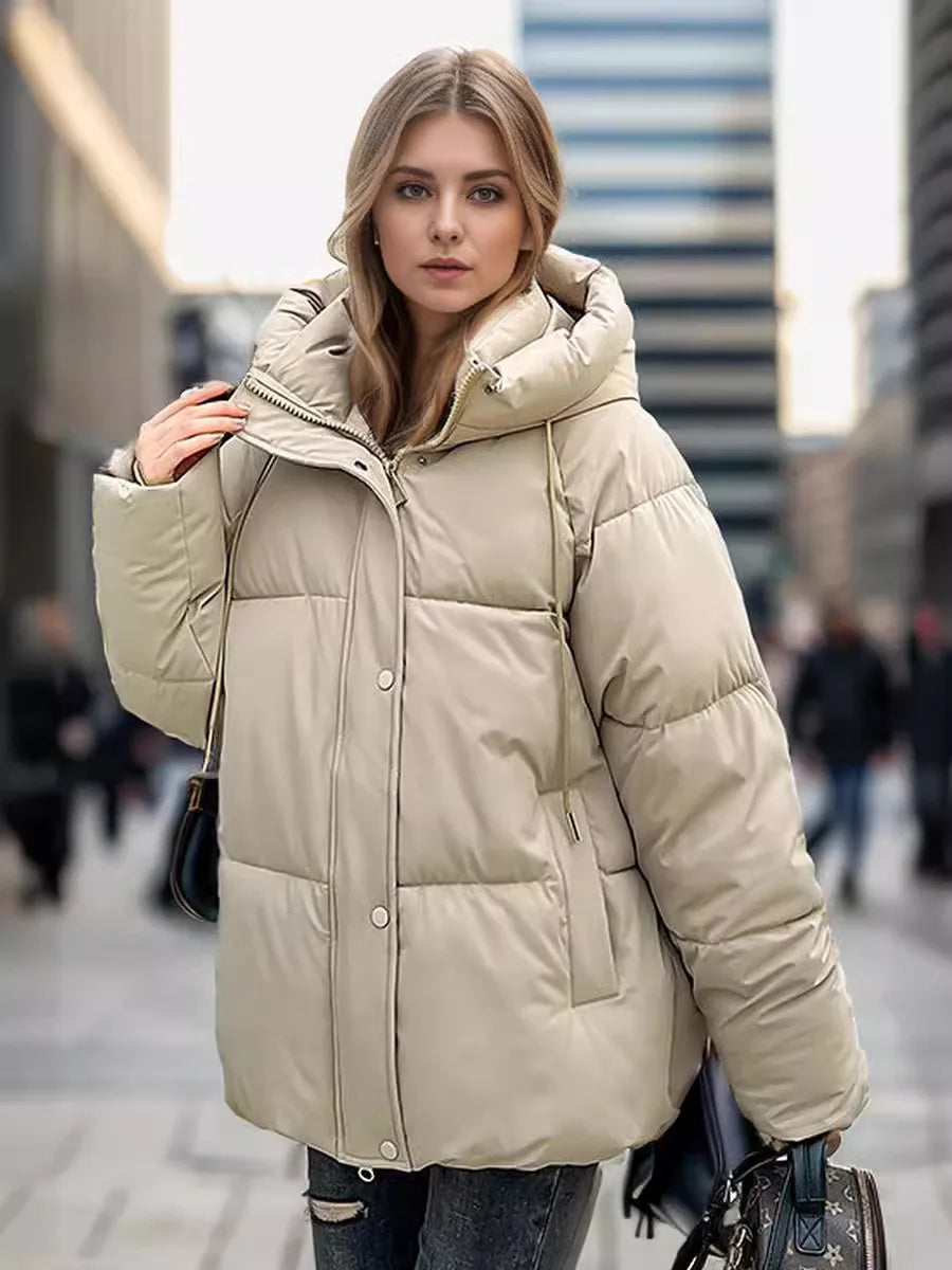 Best Selling Female's Padded Coat Winter Solid Color Hooded Women's Puffer Coat Versatile Thickened Quilted Jacket For Lady