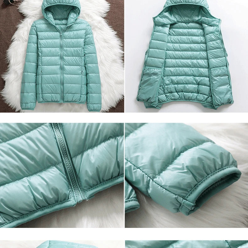 15 Colors Women Hooded Puffer Jackets 2025 New Spring Winter 90% White Duck Down Female Coats Ultralight Packable Casual Parkas