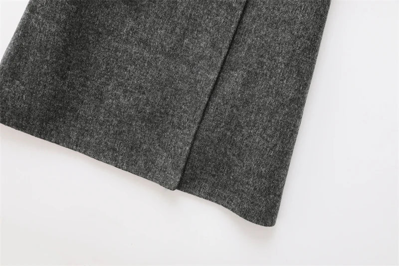 2025 new women's wool blend lapel with belt double breasted woolen coat coat women's trench coat