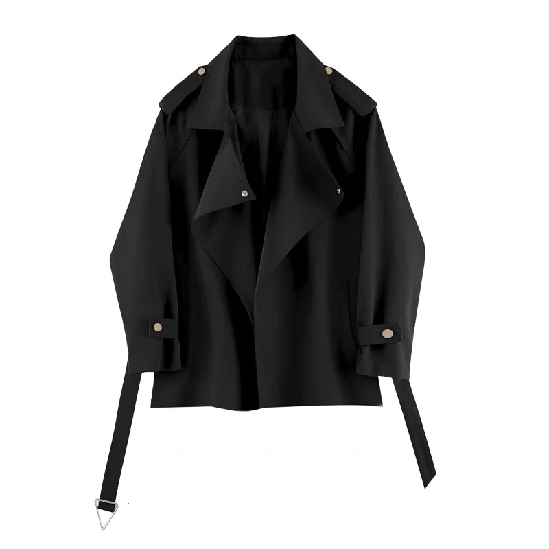 2025 Spring/Autumn Loose Oversize Woman Trench Coat New Short Jacket Double Breasted Female Trench Coat Belt Solid Overwear