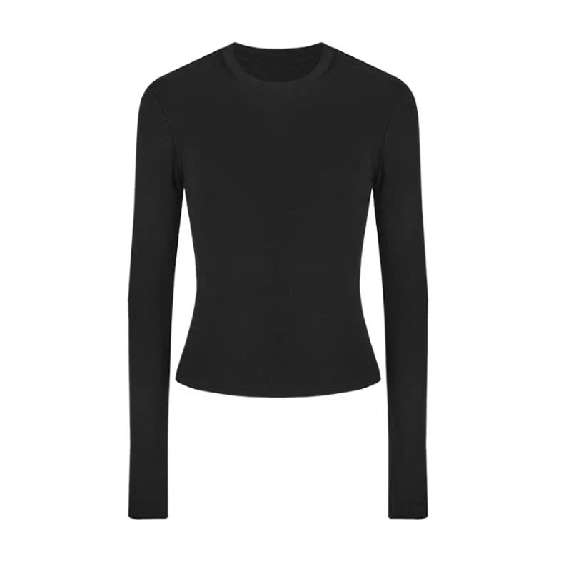 Women Casual Long Sleeve T-shirts Elastic Basic Autumn Solid Slim Pullovers Tee Shirt Female Streetwear Base Lady Top