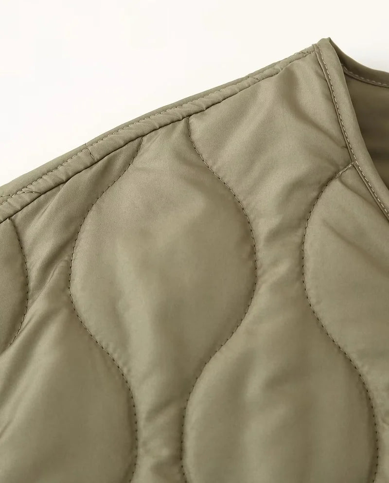 MUJER Black Quilted Jacket Women Padded Demi-season Jackets for Women Long Sleeve Winter Coat Female Outerwears Women's Jacket