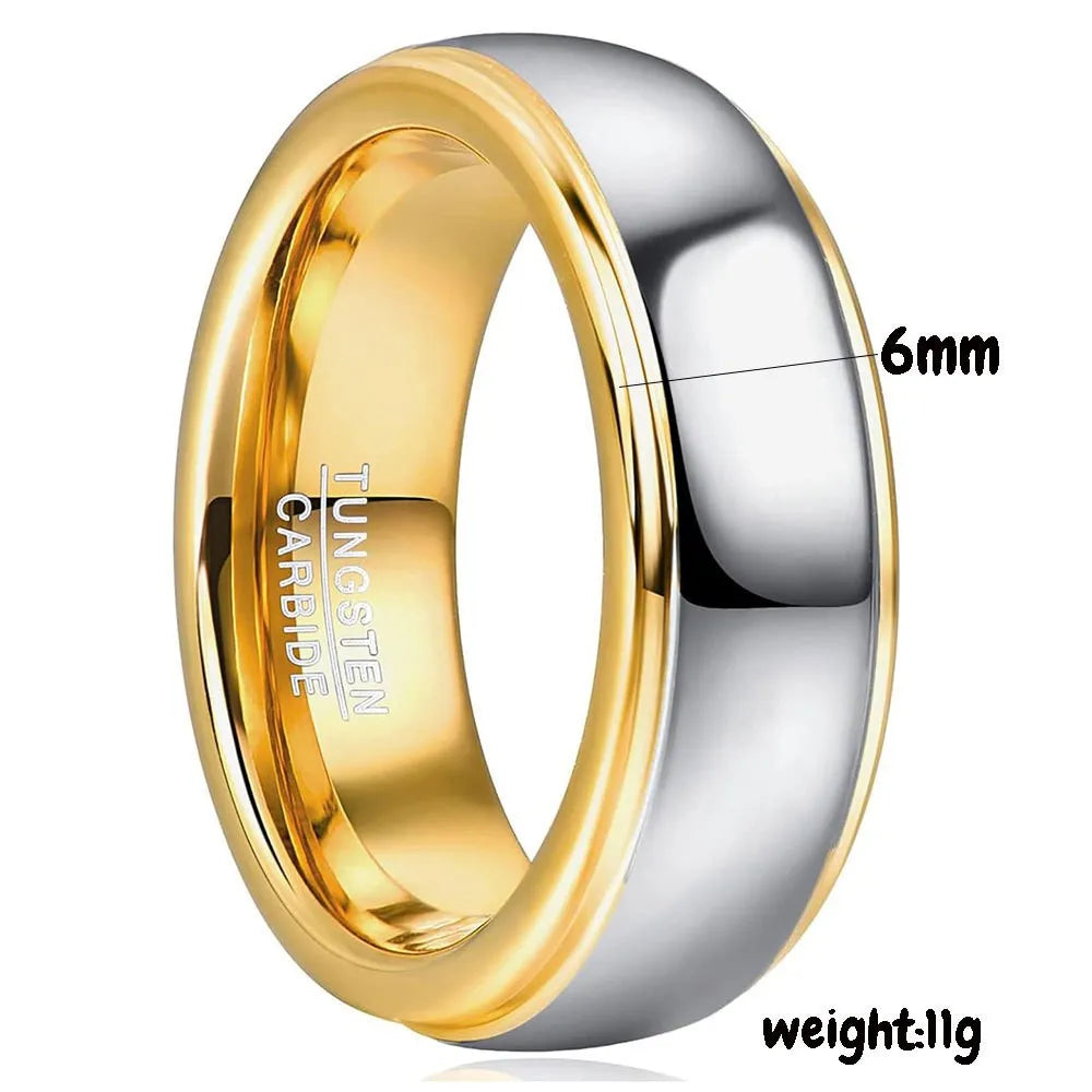 Classic 4/6mm Tungsten Men Ring Bilateral Curved Rose Gold Stainless Steel Ring for Women Wedding Band Couples Jewelry Accessory