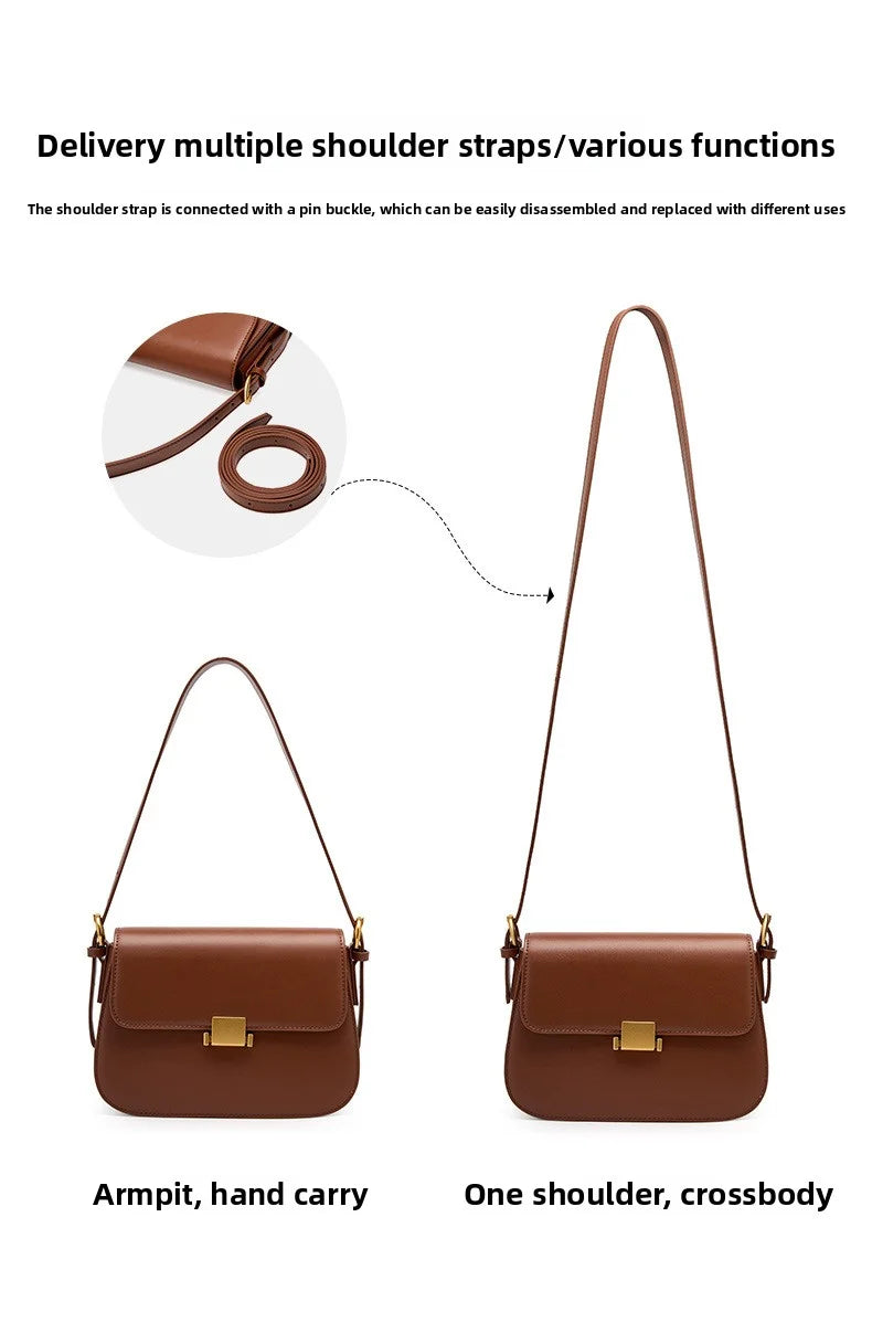 Luxury Underarm Bag, Genuine Leather Women's Bag, 2025 New Spring/Summer Fashion Tofu Bag, Single Shoulder Crossbody Bag