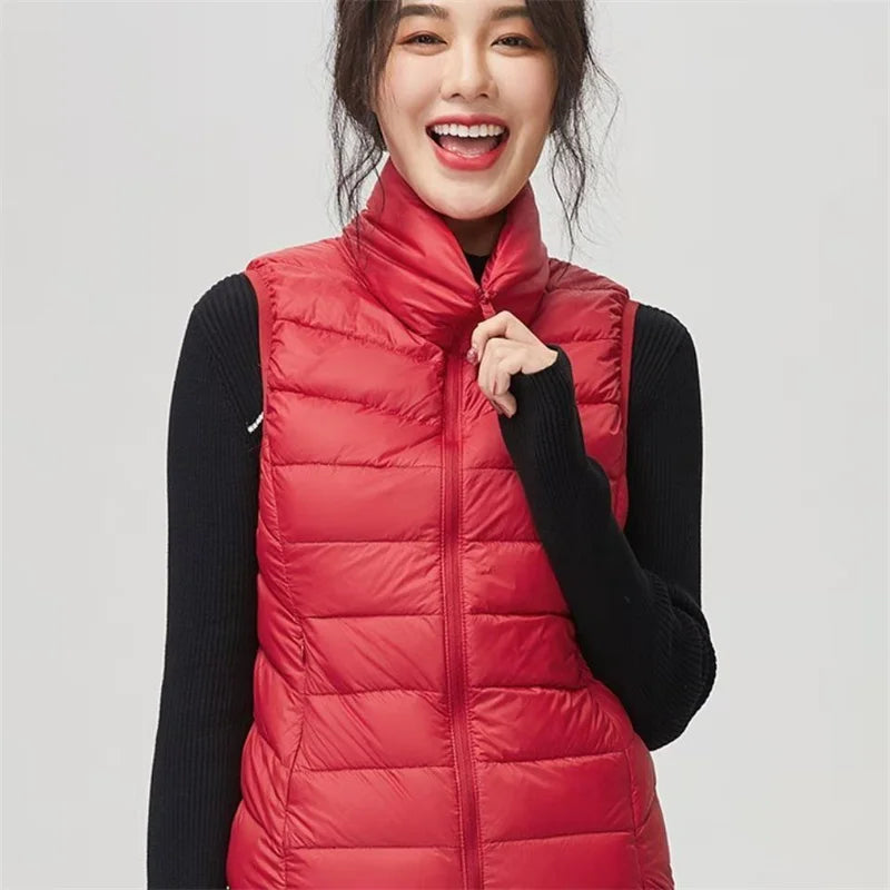 Ultralight Down Vest Women 2025 New Sleeveless Jacket Female White Duck Down Waistcoat Female Warm Puffer Jacket Outwear M-8XL