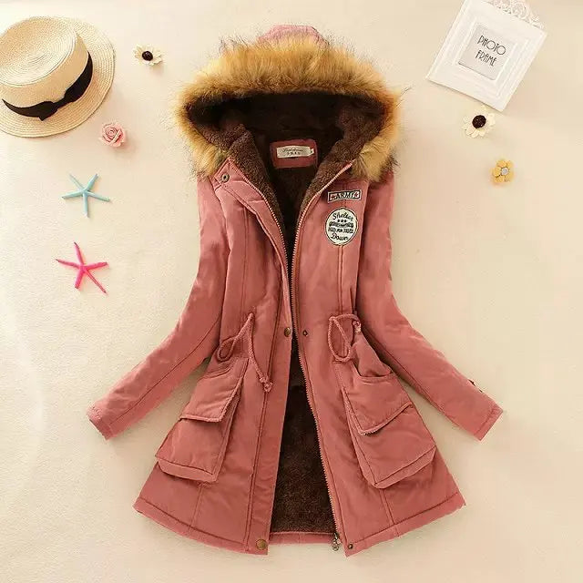 2025 New Autumn Winter Women Cotton Jacket Padded Casual Slim Coat Emboridery Hooded Parkas Wadded Warm Overcoat Fashion Parkas