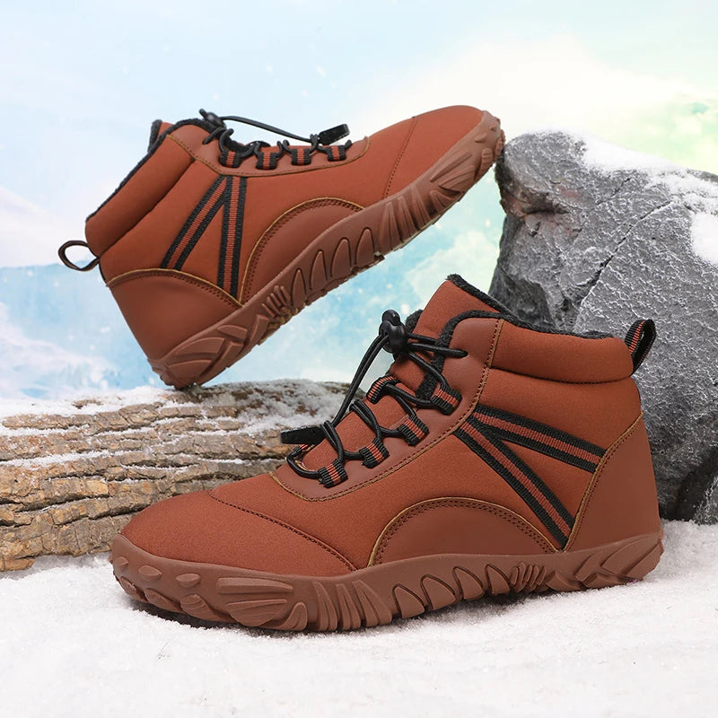 New Winter Booties Outdoor Waterproof Barefoot Boots Couple Ankle Boots Plush Warm Snow Shoes Big Size Non-slip Casual Sneakers