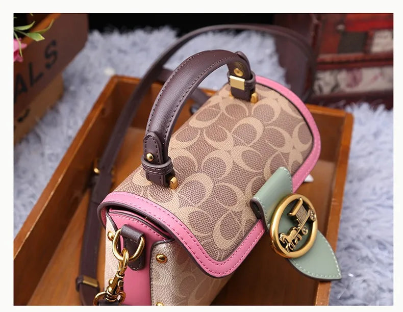 New minimalist and fashionable small handbag, contrasting color women's bag, high-end carriage crossbody bag, portable box bag