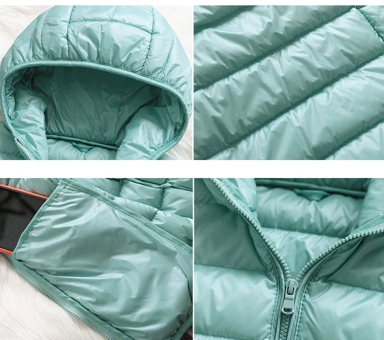 15 Colors Women Hooded Puffer Jackets 2025 New Spring Winter 90% White Duck Down Female Coats Ultralight Packable Casual Parkas