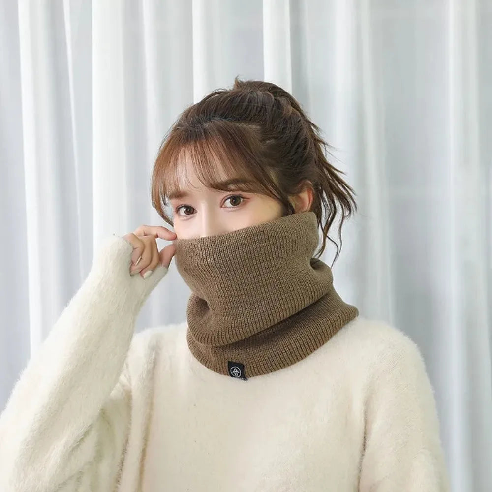 Winter Warm Knitted Neck Scarf for Women Men Plush Full Mask Tutdoor Cashmere Solid Snood Neck Scarves Thick Bufanda Muffler