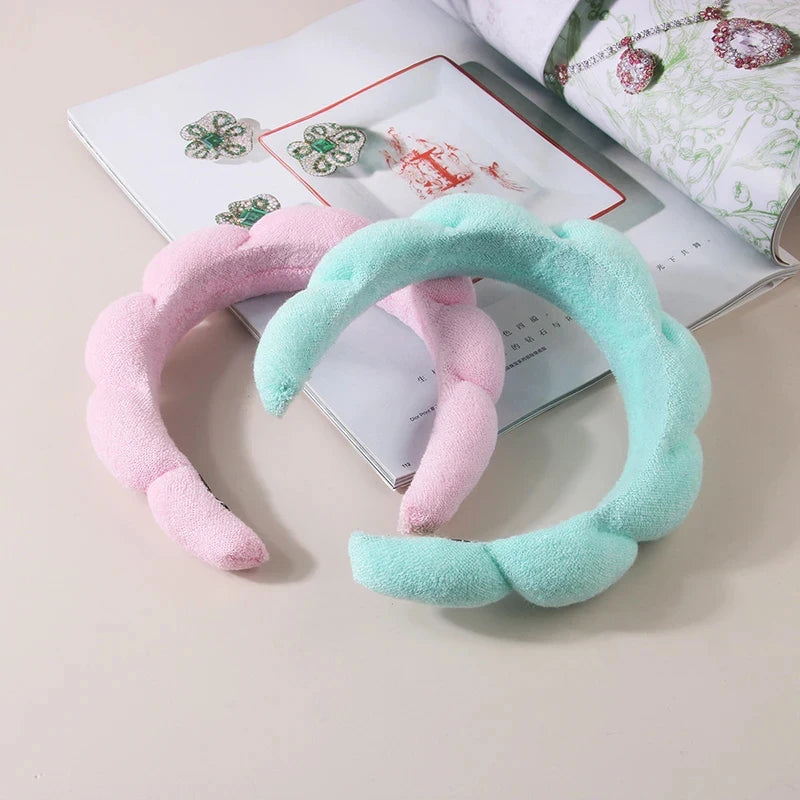 Cute Fashion Multifunctional Women's Face Washing Cuffs Waterproof Water Absorbent Wrist Cotton Velvet Hairband Hair Accessories