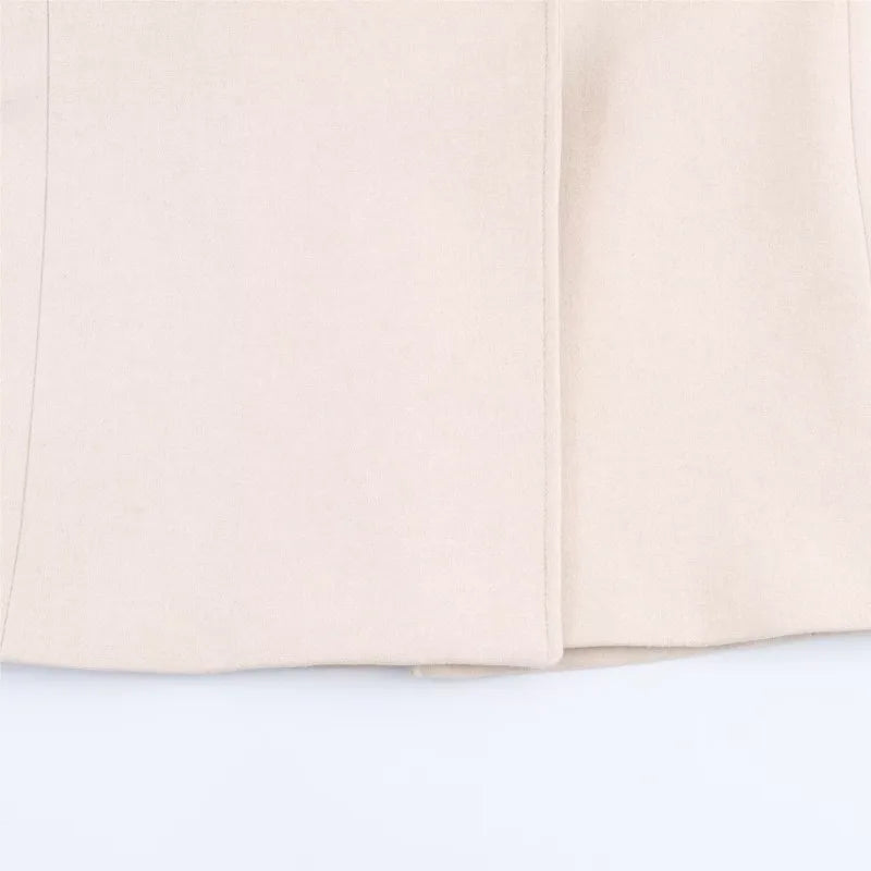 Autumn Women Long Wool Coat with Belt Casual Turn Down Collar Long Sleeve Double-Breasted Outerwear Female Chic Overcoat