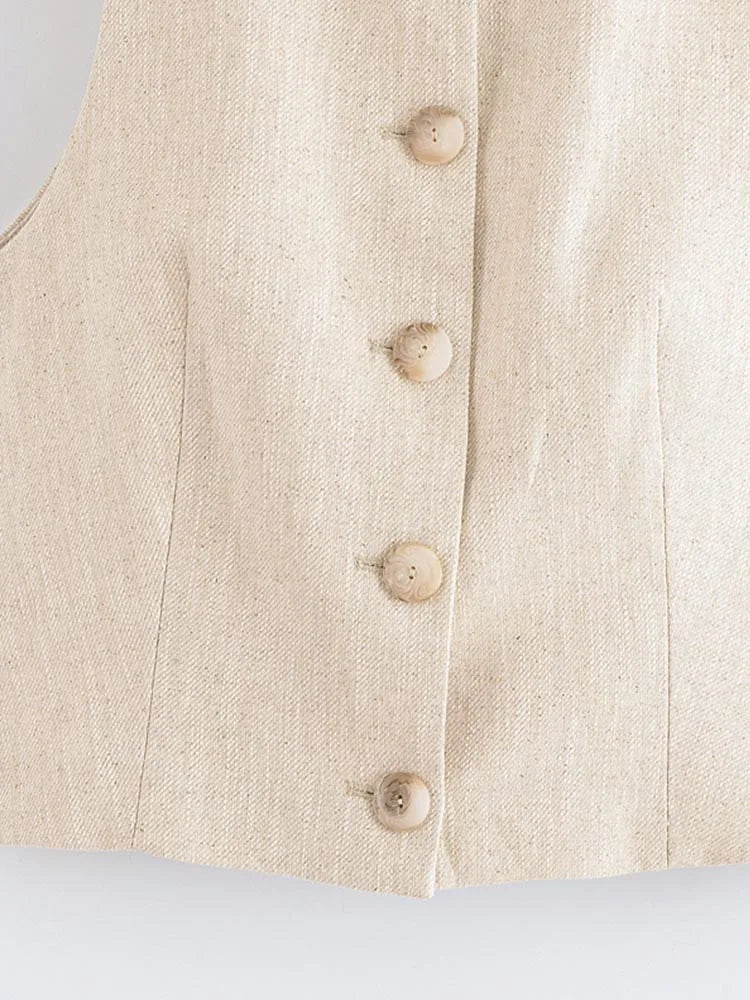 2025 Women Summer 2-Pieces Sets Fashion Casual Solid Vests Coats and Straight Pants Female Elegant Street Two Suits Clothing