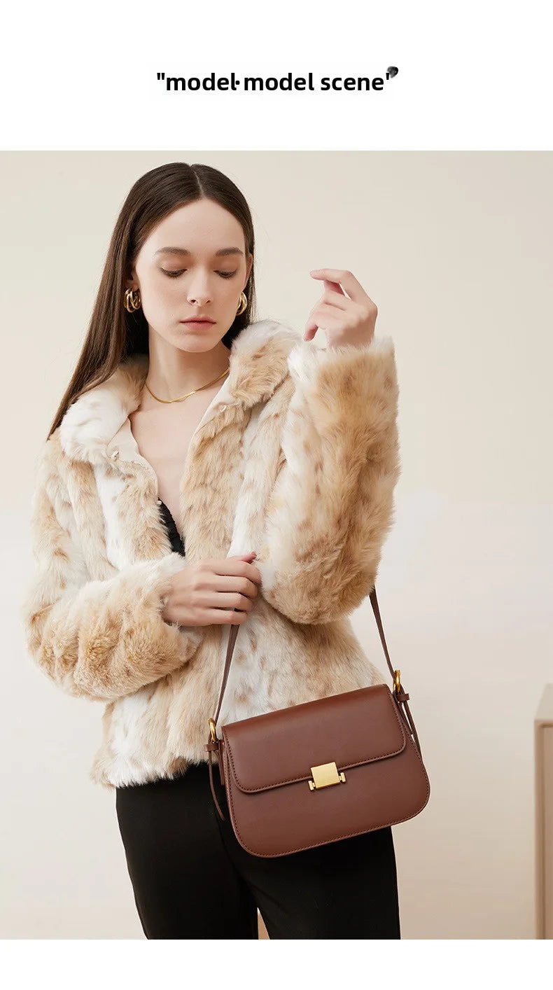 Luxury Underarm Bag, Genuine Leather Women's Bag, 2025 New Spring/Summer Fashion Tofu Bag, Single Shoulder Crossbody Bag