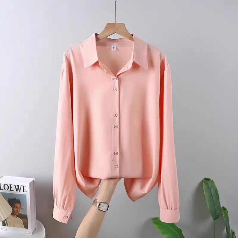 2025 Spring New Casual Chiffon Shirt Women Shirts Fashion Female Long Sleeve Loose Solid Blouse Tops Office Lady Clothes Popular