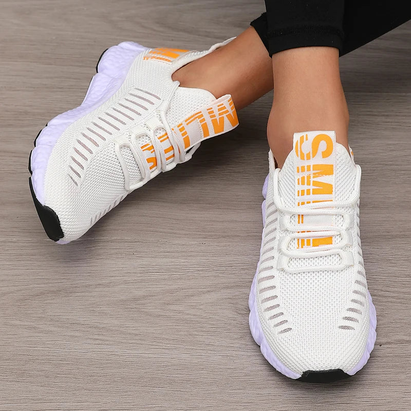 Women's Sports Shoes Mesh Lightweight Soft Sole Jogging Strap Breathable Fashion Sports Walking Casual Tennis Flat Shoes for Men