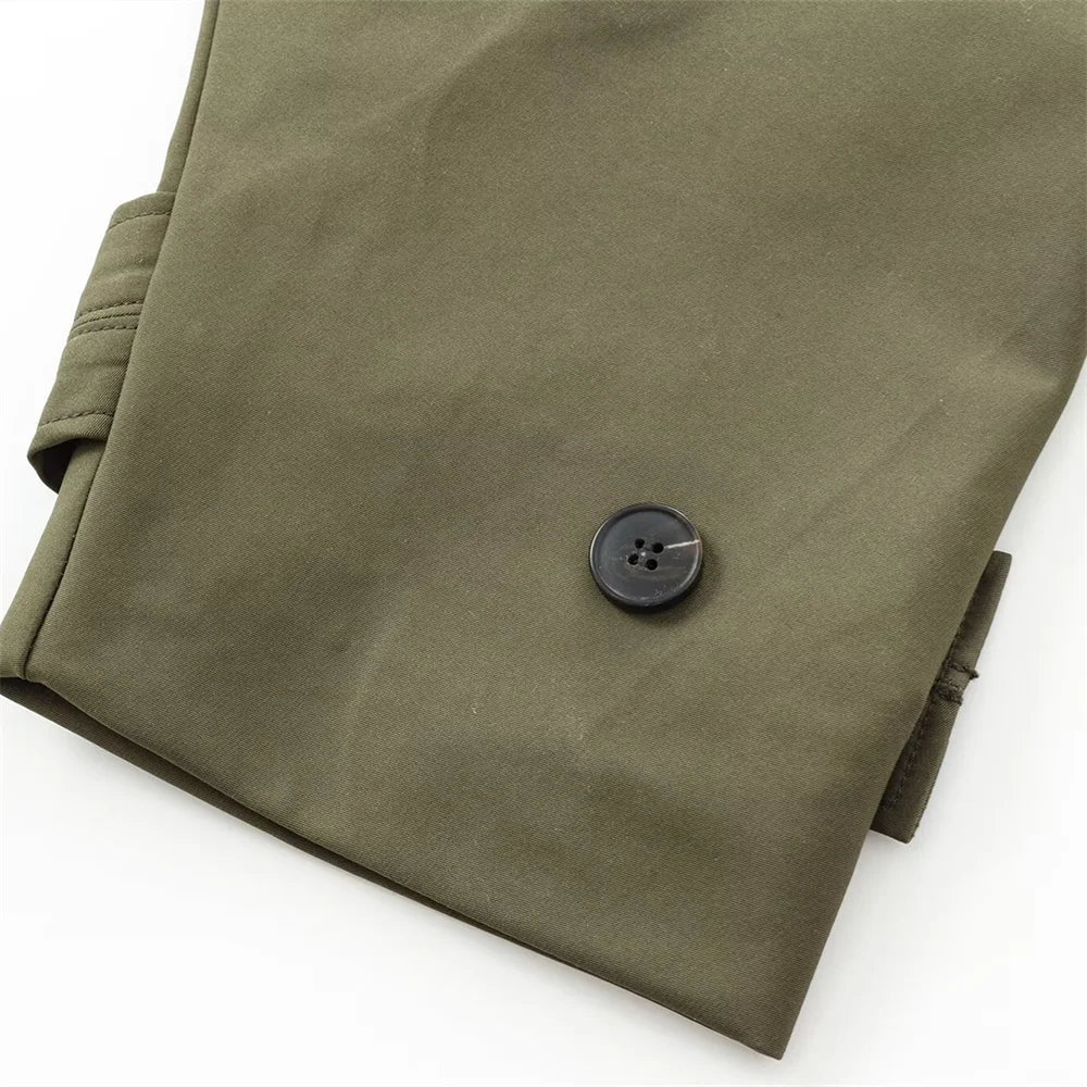 Autumn new European and American style hooded long sleeved lapel jacket single breasted trench coat short jacket