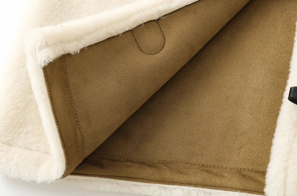 Thick Warm Faux Fur Jacket for Women, Long Sleeve Coat, Front Toggle, Female Outerwear, Chic Tops, Fashion