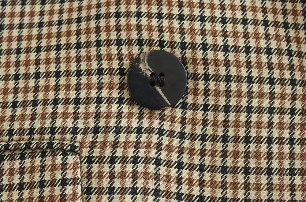 Women Fashion Double Breasted Plaid Blazer Coat Vintage Long Sleeve Flap Pockets Female Outerwear Chic Vestes Femme