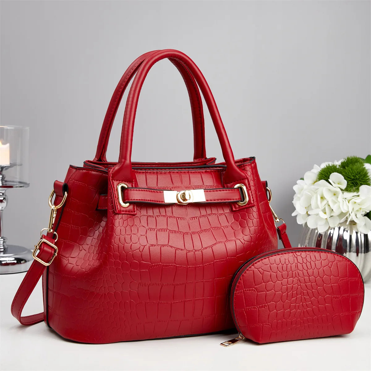 12.4 inch 31cm)New Crocodile Pattern Women's Shoulder Bag; Large Capacity Handbag; Mother and Child Bag; Crossbody Bag