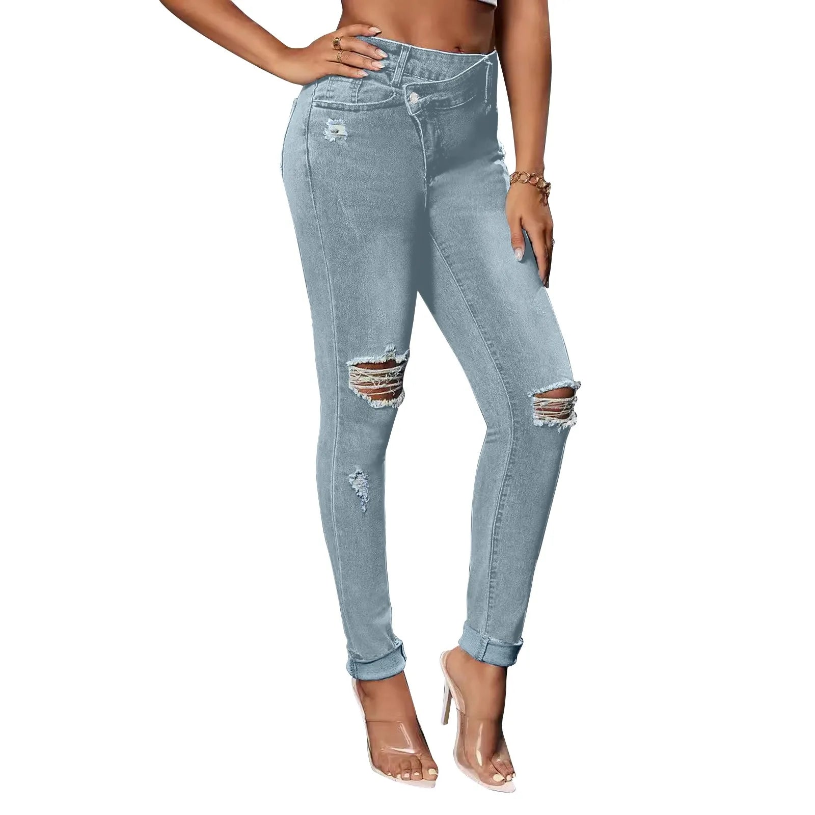 Denim Jeans For Women Ripped Jeans Skinny Jeans For Women Straight Leg Pants All Season Work Pants Women Baggy Jeans For Women