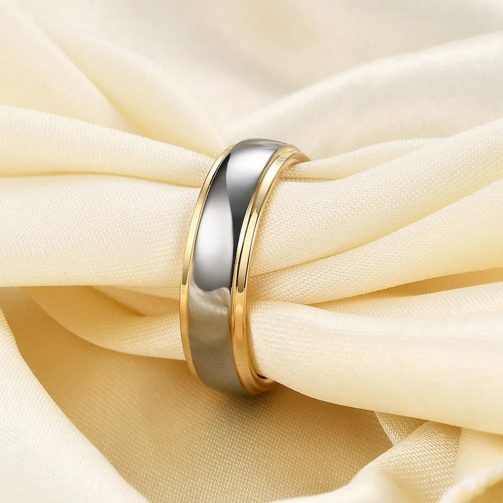 Classic 4/6mm Tungsten Men Ring Bilateral Curved Rose Gold Stainless Steel Ring for Women Wedding Band Couples Jewelry Accessory