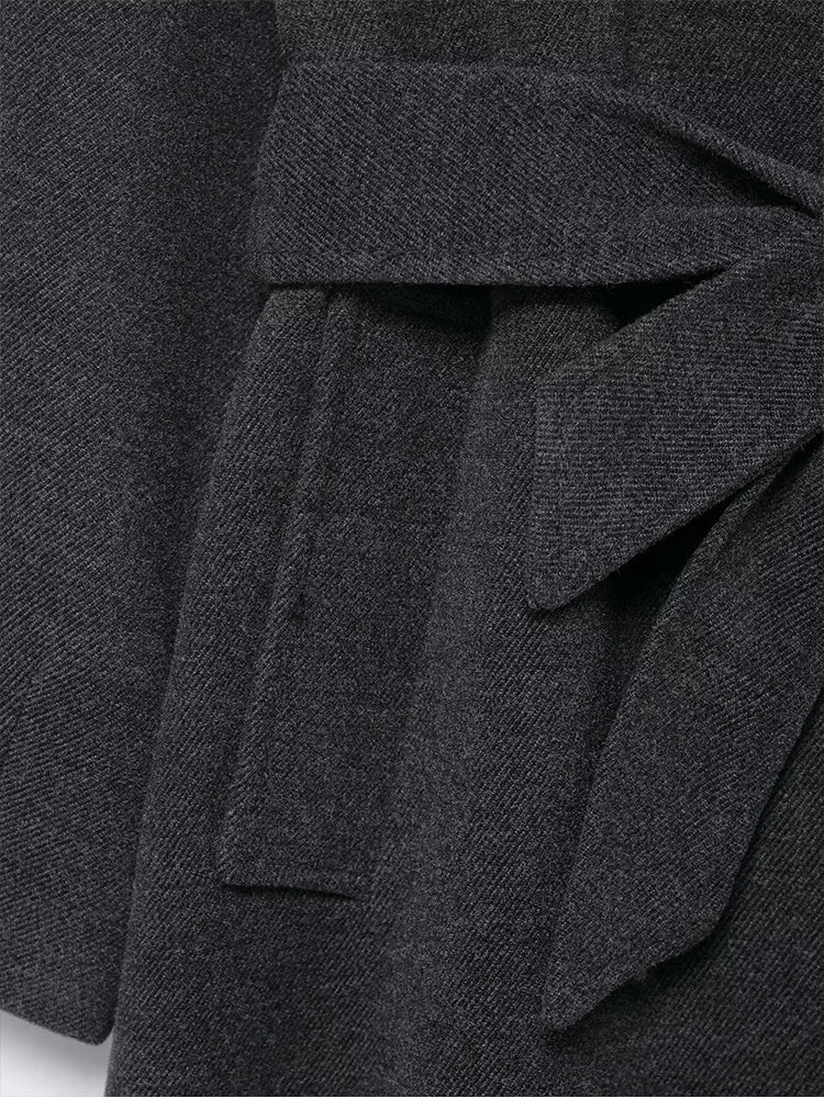 TFMLN Women’s Stand Collar Long Coats 2025 Winter New Belted Trench Coat Vintage Simple Outerwear Elegant Fashion Female