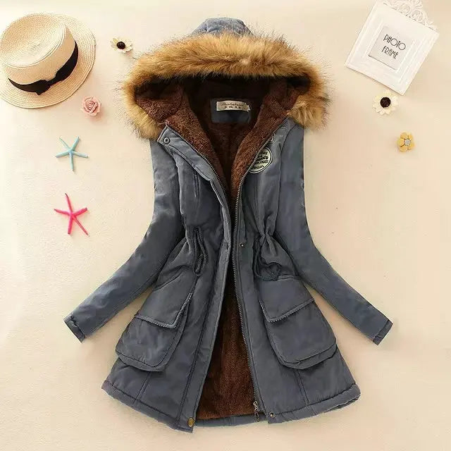 2025 New Autumn Winter Women Cotton Jacket Padded Casual Slim Coat Emboridery Hooded Parkas Wadded Warm Overcoat Fashion Parkas