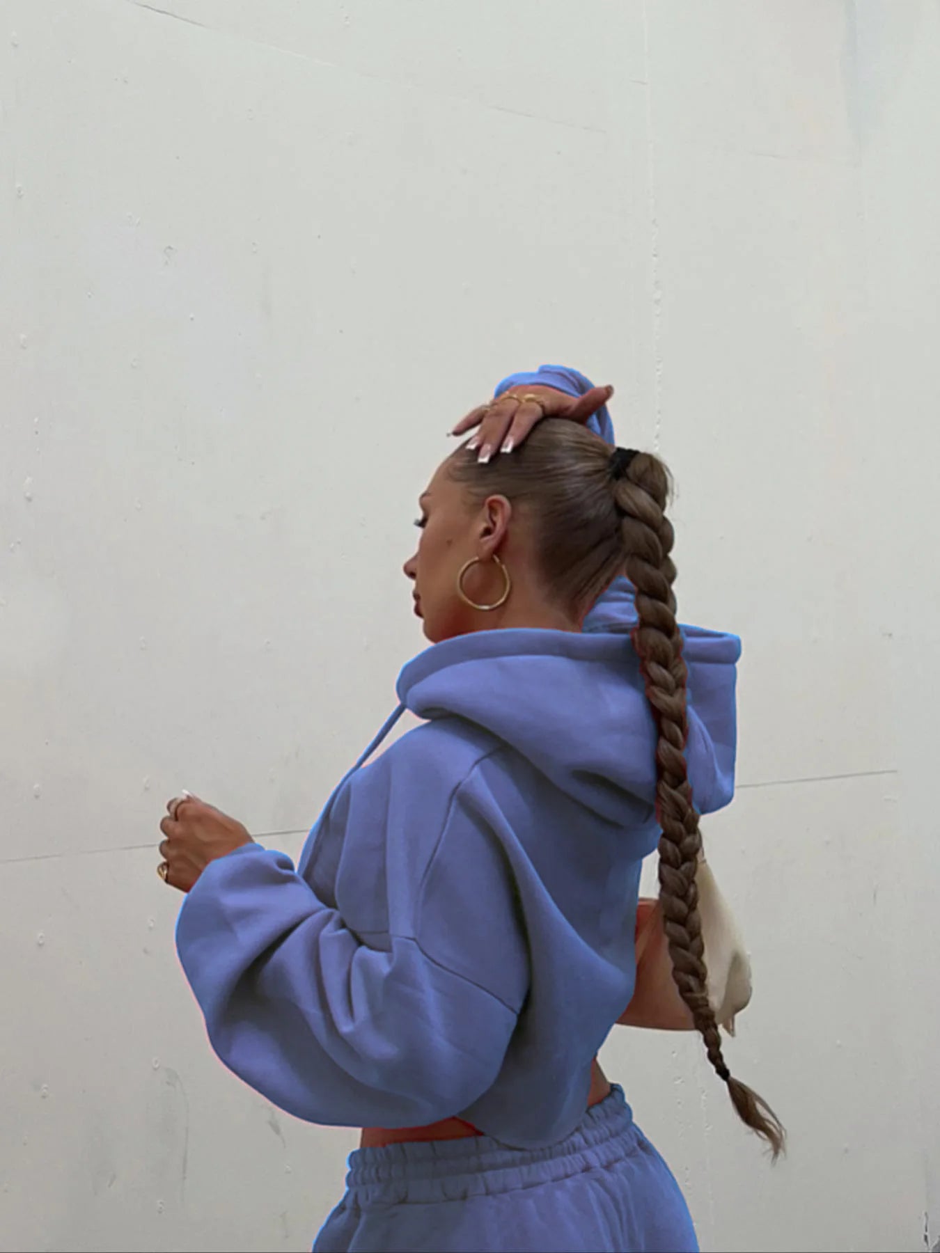 Women Hooded Zip-up Cropped Sweatshirt and Long Pants 2 Piece Sets 2025 Autumn Casual Hoodies Sweatpants Suit Tracksuits