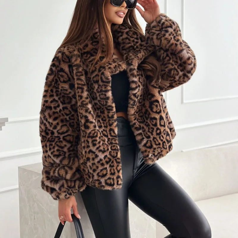 Casual Loose Outerwear Autumn Winter Woman Tops New Fashion Leopard Printing Women Coats Jackets Cardigan Clothes
