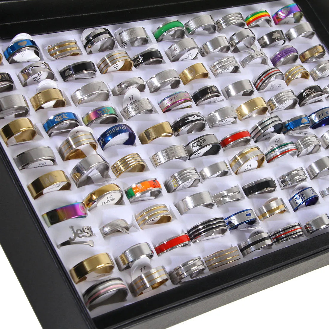 Stainless steel Rings Fashion Jewelry Party Gift Wedding Rings Mix Style Wholesale 100pcs/Lots Mens Womens