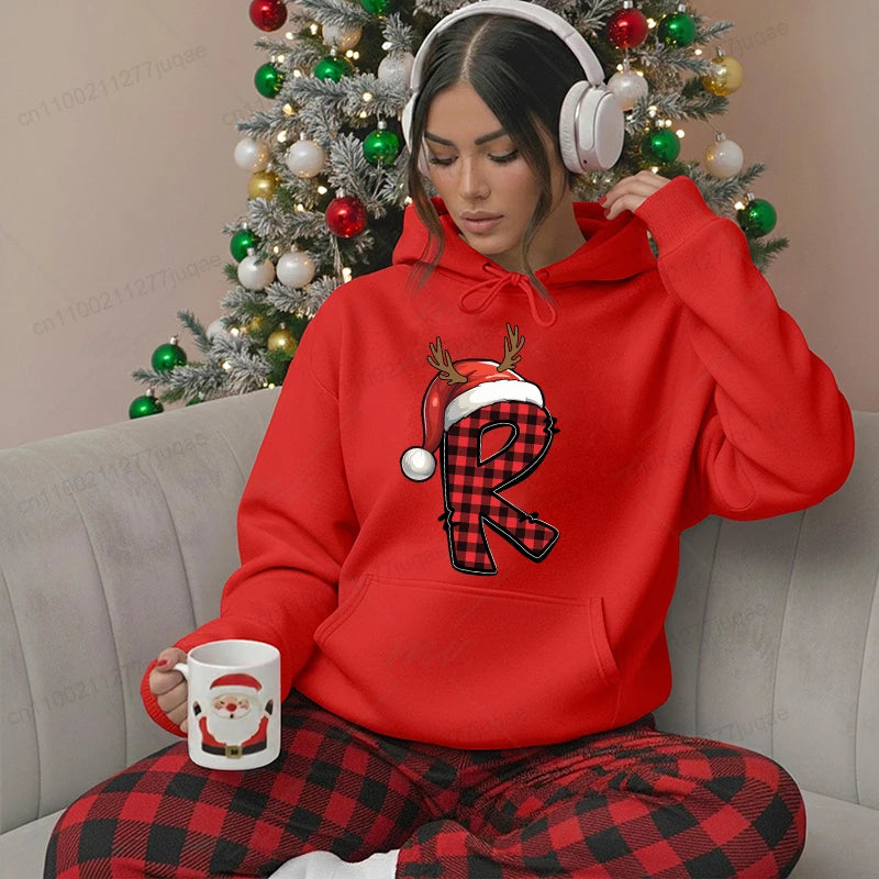 New Fashion Christmas Hoodies Personalized Santa Alphabet Print Sweatshirts Harajuku Streetwear Hip Hop Pullover Sportwear Gift