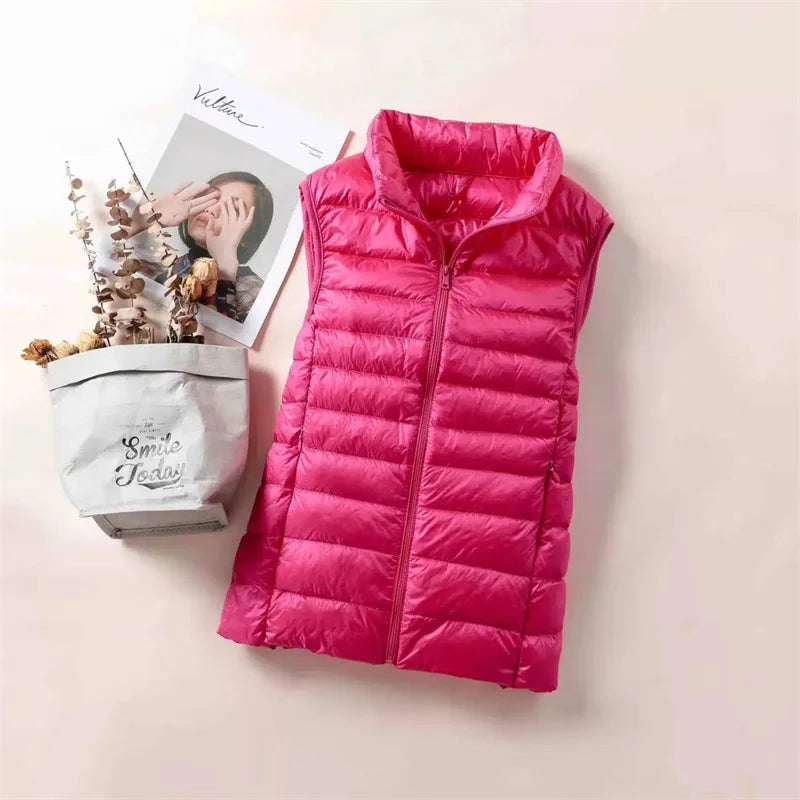Ultralight Down Vest Women 2025 New Sleeveless Jacket Female White Duck Down Waistcoat Female Warm Puffer Jacket Outwear M-8XL