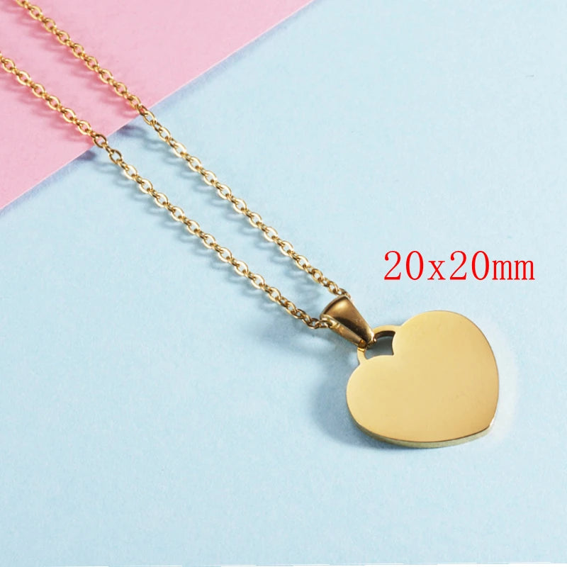 10pcs lot 304 Stainless steel mirror polished stainless steel heart-shaped charm necklace pendant for women's jewelry