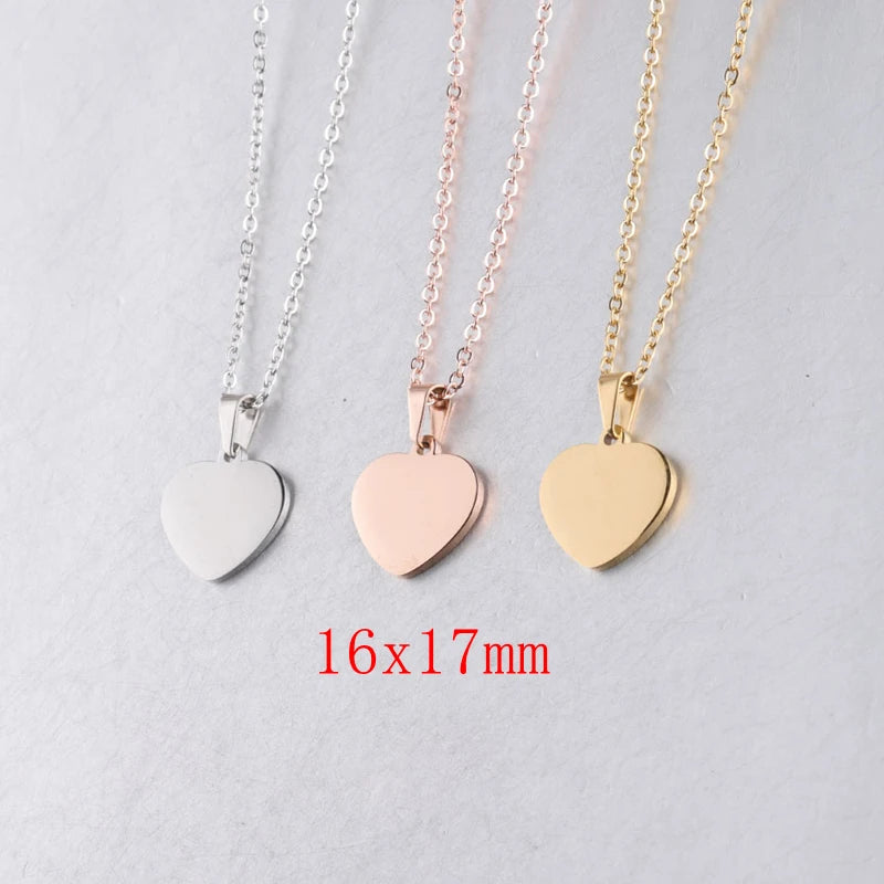 10pcs lot 304 Stainless steel mirror polished stainless steel heart-shaped charm necklace pendant for women's jewelry
