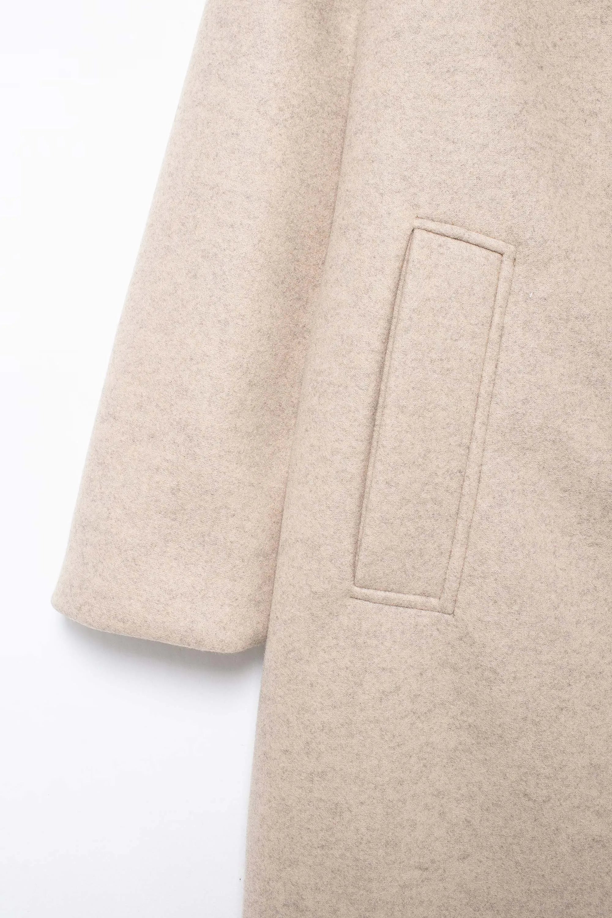 TRAFZA Women Winter Casual Wool Blend Notched Lapel Collar Coat Chic Double-breasted Trench Coats Oversized Female Long Jackets