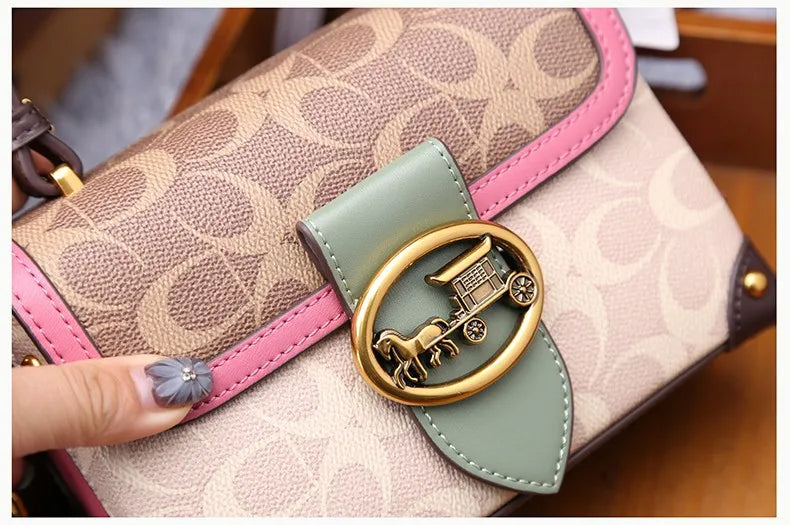 New minimalist and fashionable small handbag, contrasting color women's bag, high-end carriage crossbody bag, portable box bag