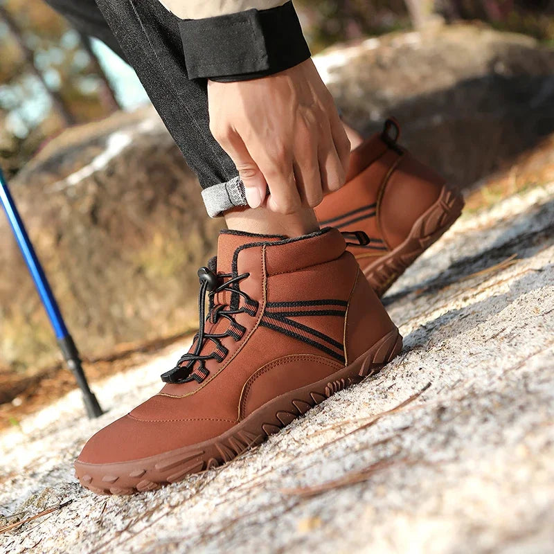 New Winter Booties Outdoor Waterproof Barefoot Boots Couple Ankle Boots Plush Warm Snow Shoes Big Size Non-slip Casual Sneakers