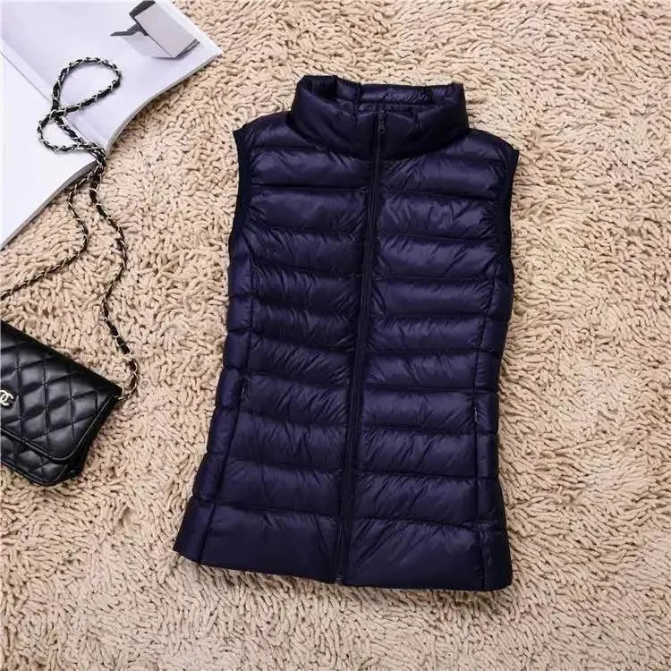 2025 White Duck Down Jacket Women Vest Autumn Winter Sleeveless Waistcoat Warm Lightweight Puffer Jacket Female Tops Outwear 8XL