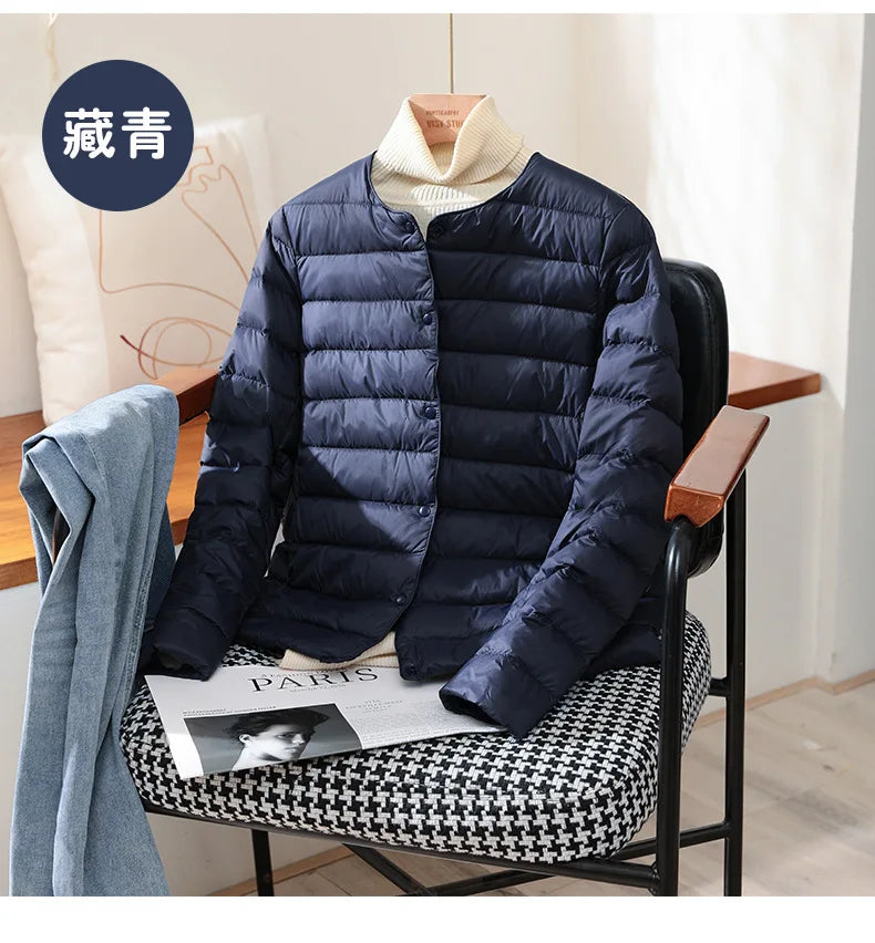 2025 New Arrivals Autumn Winter Warm Women White Duck Down Slim Jackets Female Fashion Ultra Lightweight Packable Puffer Coats