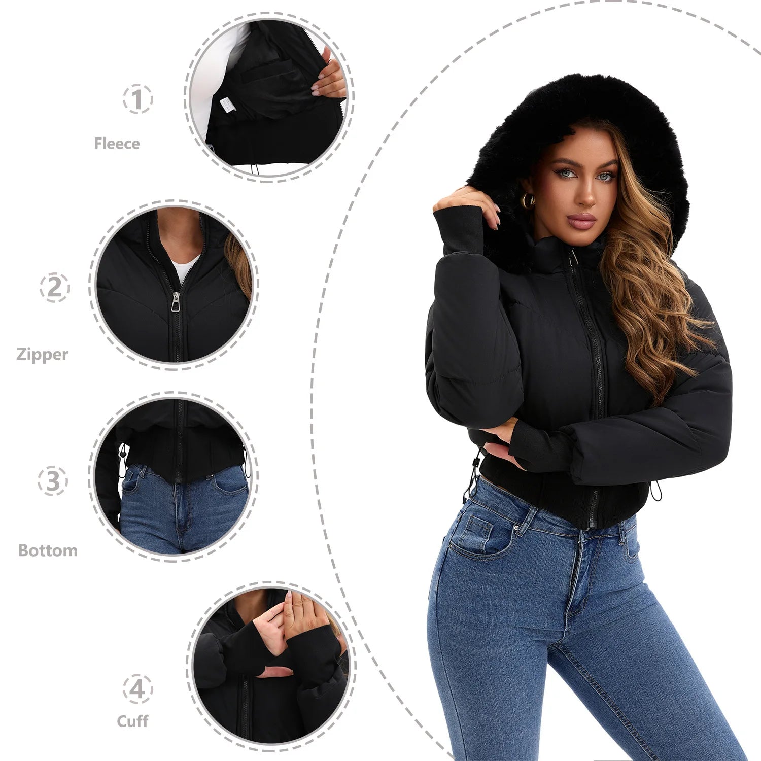 Thick Warm Women's Winter Down Jackets Coats Parkas Large Fur Collar Hood Woman Cotton Padded Puffer Jacket Outwear Overcoat H01