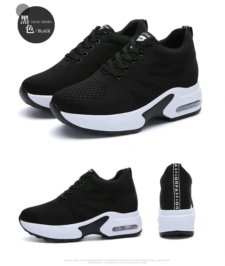 Women's Platform Mesh Breathable Sneakers Womens Spring New Casual Wedge Basket Shoes Tennis Female Thick Woman Summer Trainers