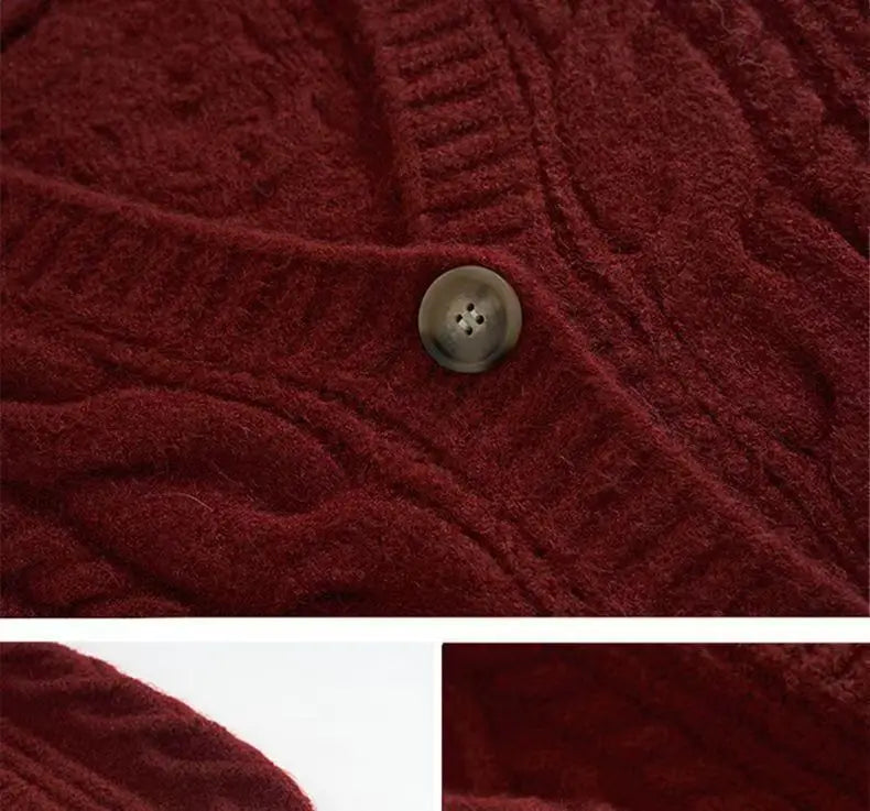 New In Outerwear Elegant Winter Coat Loose Matching Cardigan For Women Long Sleeve Top Vintage Casual Basic Top Sweater Knitwear