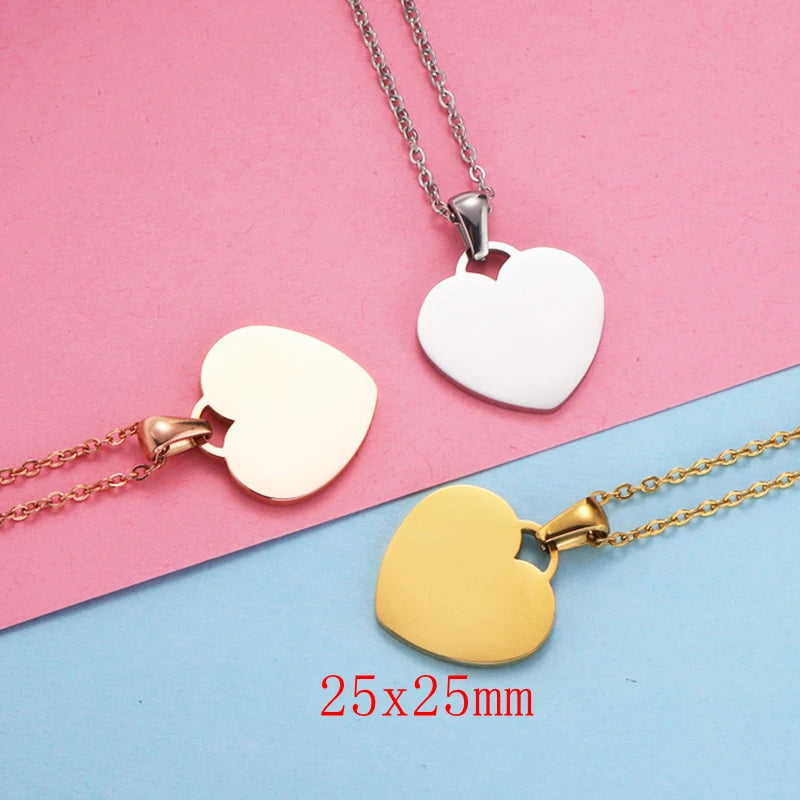 10pcs lot 304 Stainless steel mirror polished stainless steel heart-shaped charm necklace pendant for women's jewelry