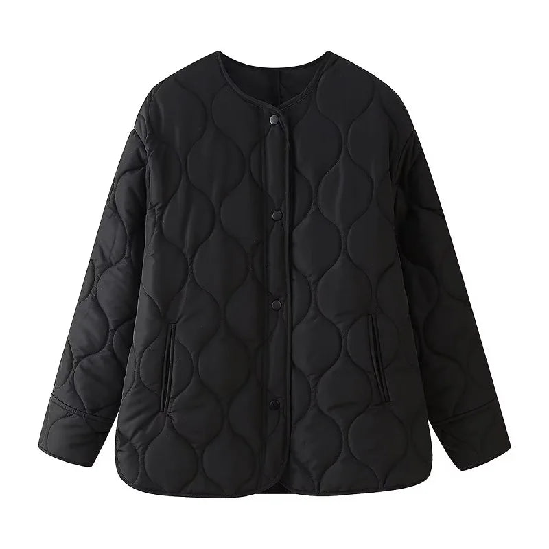 MUJER Black Quilted Jacket Women Padded Demi-season Jackets for Women Long Sleeve Winter Coat Female Outerwears Women's Jacket