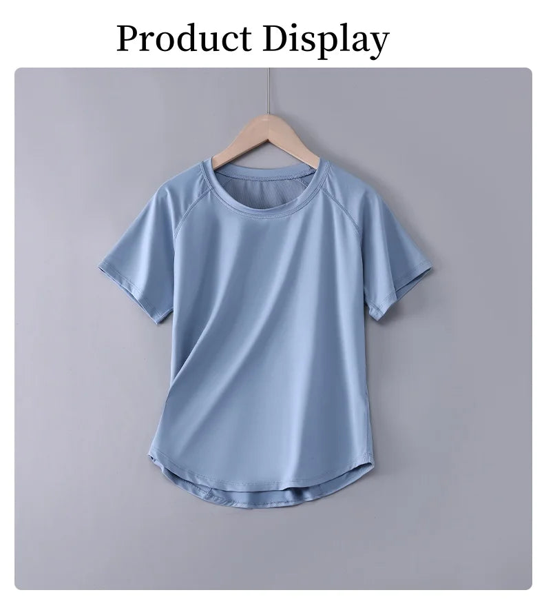 DRUR Women Sports T-shirt Short Sleeve Quick Dry Loose  Compression Shirt Female Summer Fitness Sweatshirt Running Gym Tops New