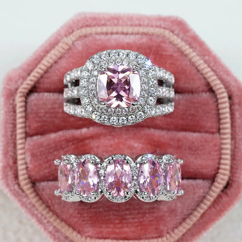 Super Shiny Egg-Shaped Gemstone Women Men's Ring Micro Inlaid Cubic Zirconia Luxury Sparkling Full Diamond Rings Trendy Hot Sale